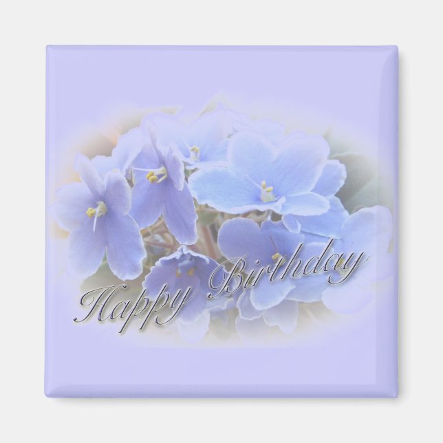 Birthday Blue African Violets Magnet (Front)