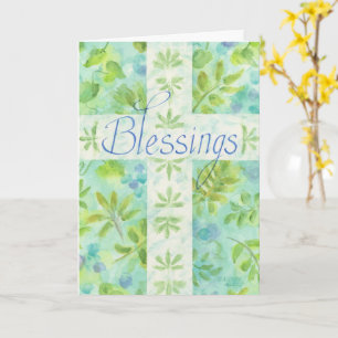 Birthday Blue Blessings Cross Greeting Card