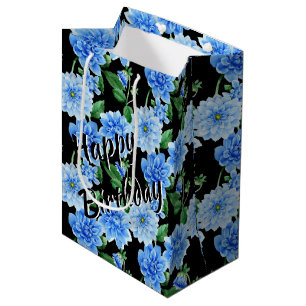 Birthday Blue Dahlias Medium Gift Bag