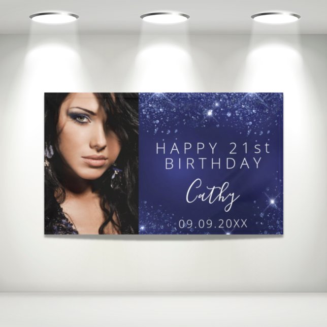 Birthday blue glitter dust custom photo welcome banner (Creator Uploaded)