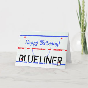 Birthday Blue Liner Hockey Greeting Card