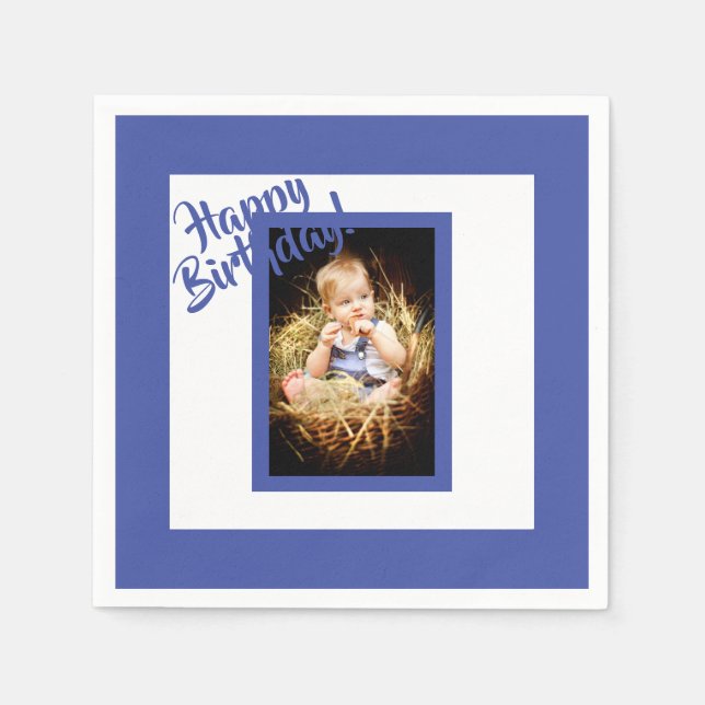 Birthday blue photo boy napkin (Front)