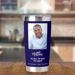 Birthday blue photo man myth legend insulated tumbler
