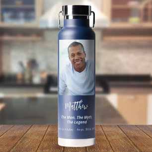 Birthday blue photo man myth legend water bottle