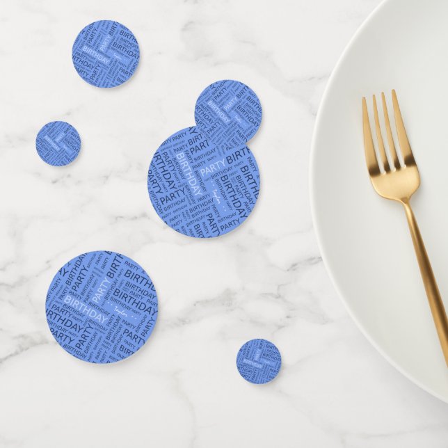Birthday blue typography add name confetti (Group)