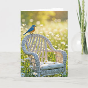 Birthday Bluebird On a Wicker Chair Card