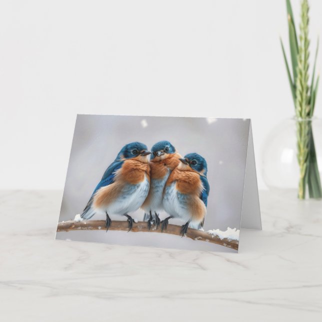 Birthday Bluebirds On a Winter Branch Card (Front)