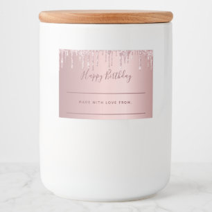 Birthday blush pink glitter pink sparkle homemade food label