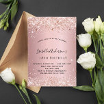 Birthday blush pink rose gold glitter invitation<br><div class="desc">For an elegant 18th (or anynage) birthday party. A blush pink gradient background. Decorated with faux glitter dust.  Personalise and add a name and party details. The name is written with a hand lettered style script.</div>