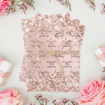 Birthday blush rose gold glitter sparkle  wrapping paper sheet<br><div class="desc">A girly blush,  rose gold gradient background decorated with rose gold faux glitter dust. Personalise and add a name and age.  A modern hand lettered style script.</div>