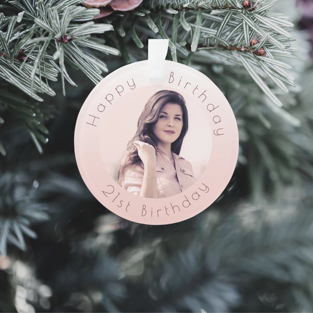 Birthday blush rose gold photo ornament (Creator Uploaded)