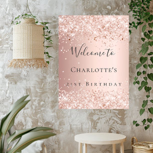 Birthday blush rose gold pink welcome  poster