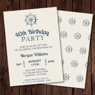 Birthday Boat Party Any Age Ship's Wheel Nautical Invitation