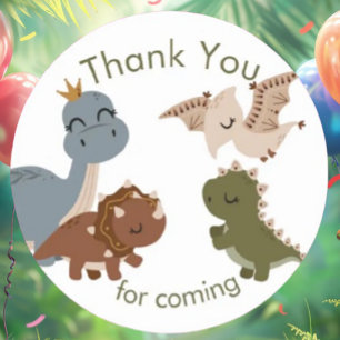 Birthday Boho Dinosaurs, Thank You Classic Round Sticker