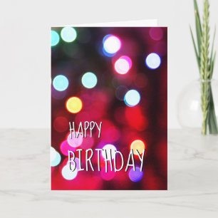 Birthday Bokeh Party Lights Card