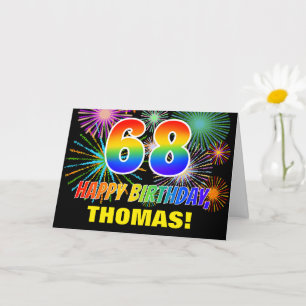 Birthday: Bold, Fun, Fireworks, Rainbow 68 Card