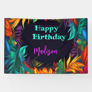 Birthday Bold Neon Tropical Foliage 4 Banner
