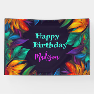 Birthday Bold Neon Tropical Foliage 5 Banner
