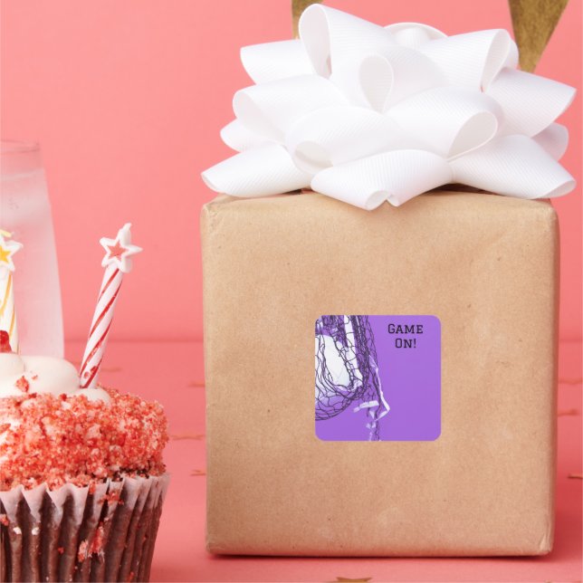  Birthday Bold Purple Net & Volleyball  Square Sticker (Party)