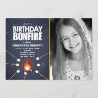 Birthday Bonfire Campout Cookout Party invitation