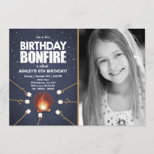 Birthday Bonfire Campout Cookout Party invitation