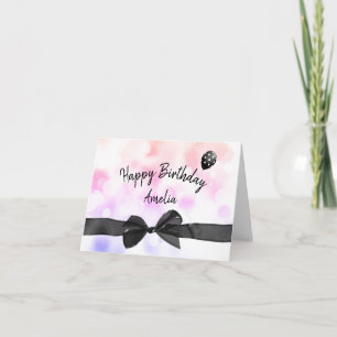 Birthday Bow On Rainbow Bokeh Card