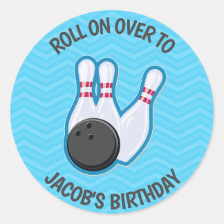 Birthday Bowling Party Roll On Over Sticker