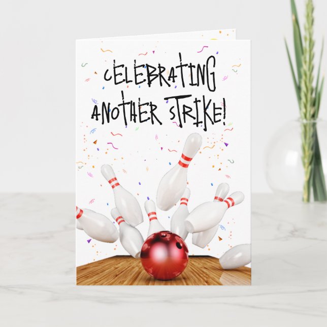 Birthday Bowling Strike Card (Front)