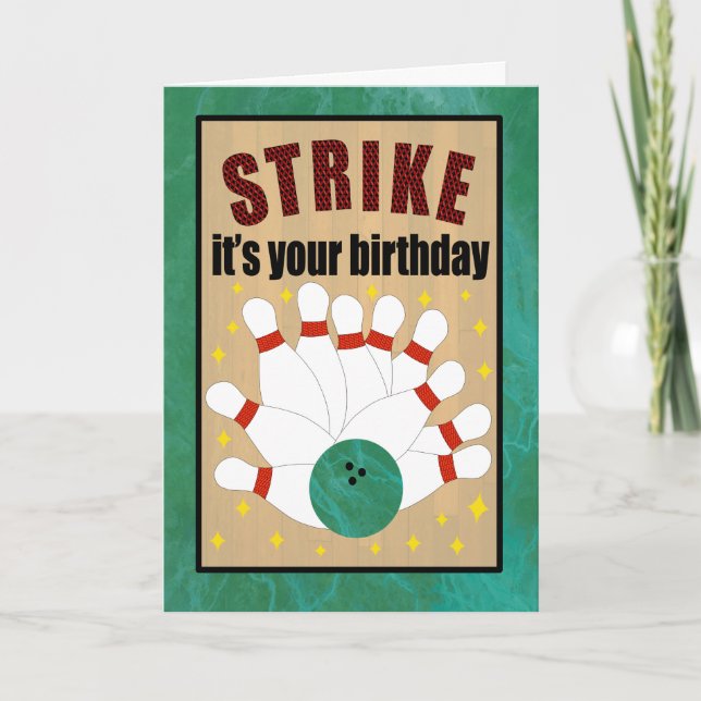Birthday Bowling Strike Card (Front)