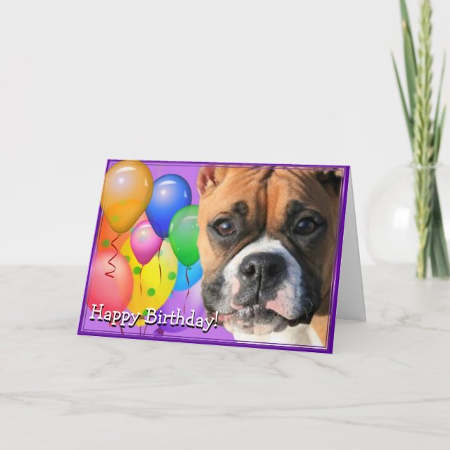Birthday boxer dog greeting card (Front)