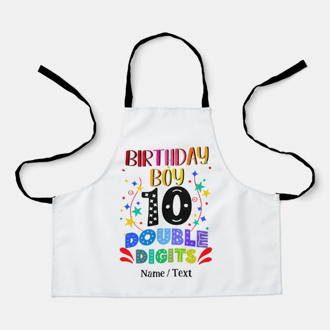 Birthday Boy 10 Double Digits, Colourful Birthday Apron (Front)