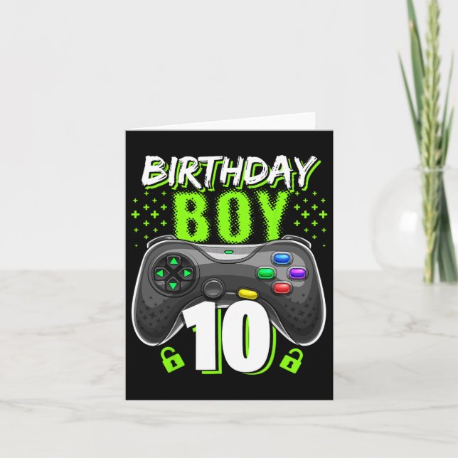 Birthday Boy 10 Video Game Controller Gamer 10th B Card (Front)