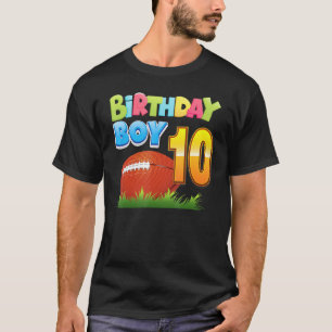 Birthday Boy 10 Years Old 10th Birthday Football P T-Shirt