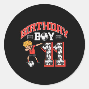 Birthday Boy 11 Soccer Dab 11th Year Old Bday Spor Classic Round Sticker