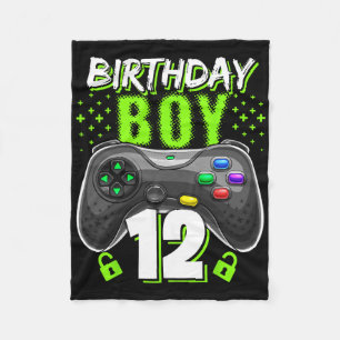 Birthday Boy 12 Video Game Controller Gamer 12th B Fleece Blanket