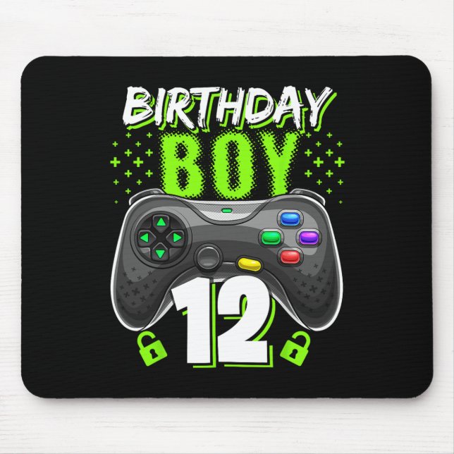 Birthday Boy 12 Video Game Controller Gamer 12th B Mouse Pad (Front)