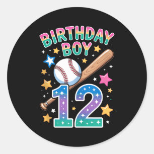 Birthday Boy 12th Birthday Baseball Tank Top Classic Round Sticker