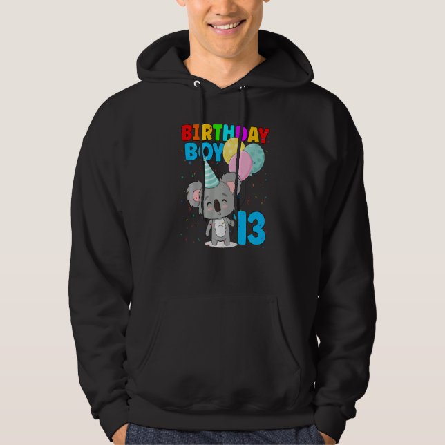 Birthday Boy 13th Koala Bear 13 Years Old Themed K Hoodie (Front)