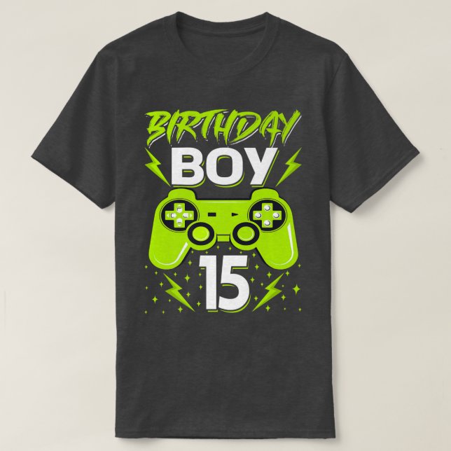 Birthday Boy 15 Video Game Controller Gamer 15th B T-Shirt (Design Front)