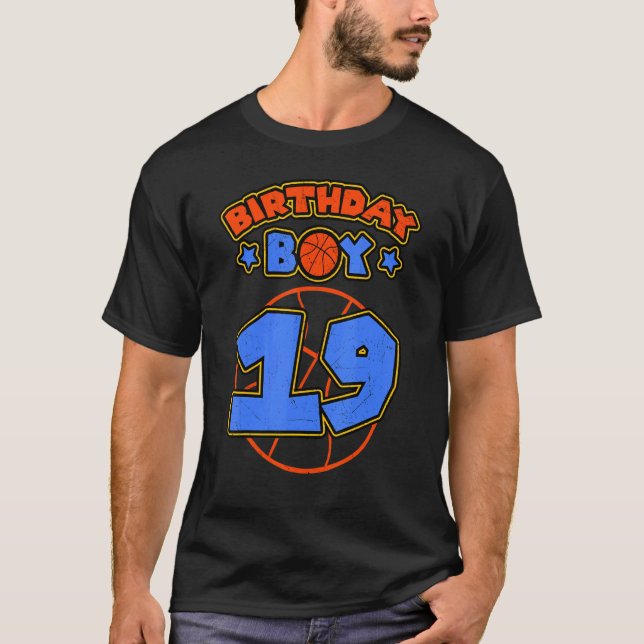 Birthday Boy 19 Basketball Theme Bday Party 19th C T-Shirt (Front)