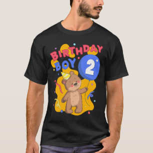 Birthday Boy 2 Cute Bear Motif Second Birthday fro T-Shirt