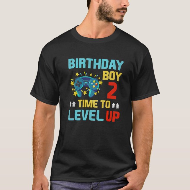 Birthday Boy 2 Time To Level Up 2nd Birthday Boy G T-Shirt (Front)