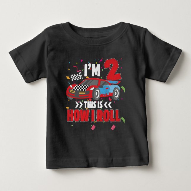 Birthday Boy 2 Two Race Car 2nd Birthday Toddler Baby T-Shirt (Front)