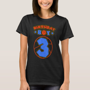Birthday Boy 3 Basketball Theme Bday Party 3rd Cel T-Shirt