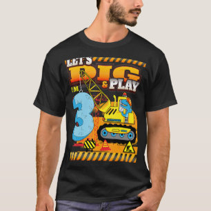 Birthday Boy 3 Construction 3rd Birthday Excavator T-Shirt