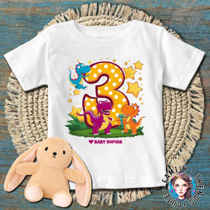 Birthday Boy 3 Dinosaur Baby T-Shirt