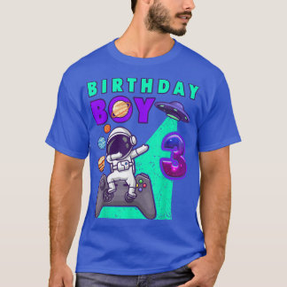 Birthday Boy 3 Gamer Dabbing Astronaut 3 Year Old T-Shirt