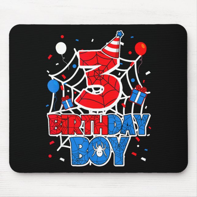Birthday Boy 3 Year Old Sders 3rd Birthday Kids  Mouse Pad (Front)