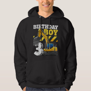 Birthday Boy 3rd Birthday Excavator Construction V Hoodie