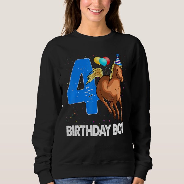 Birthday Boy 4 Riding Rider Horse Love Party Sweatshirt (Front)